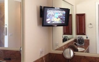 small tv screen in bathroom